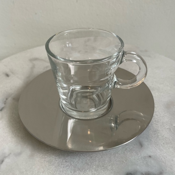 Vintage Atelier Oi for Nespresso Espresso Glass Cup and Stainless Steal Saucer - Picture 1 of 14